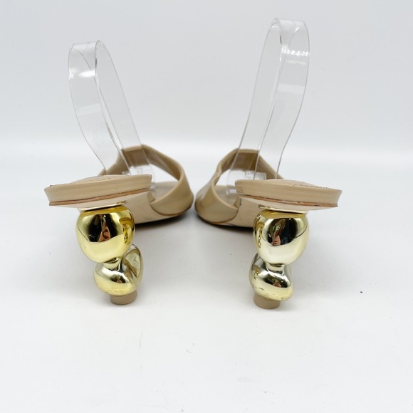 Cult Gaia Women's Gigi Metallic Sphere Heel Vinyl Sandals Tan Size EU 36 US 6 - Picture 4 of 11